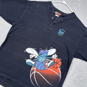 Vintage Charlotte Hornets Shirt Mens XL Black NBA Basketball Sports Fan 90s